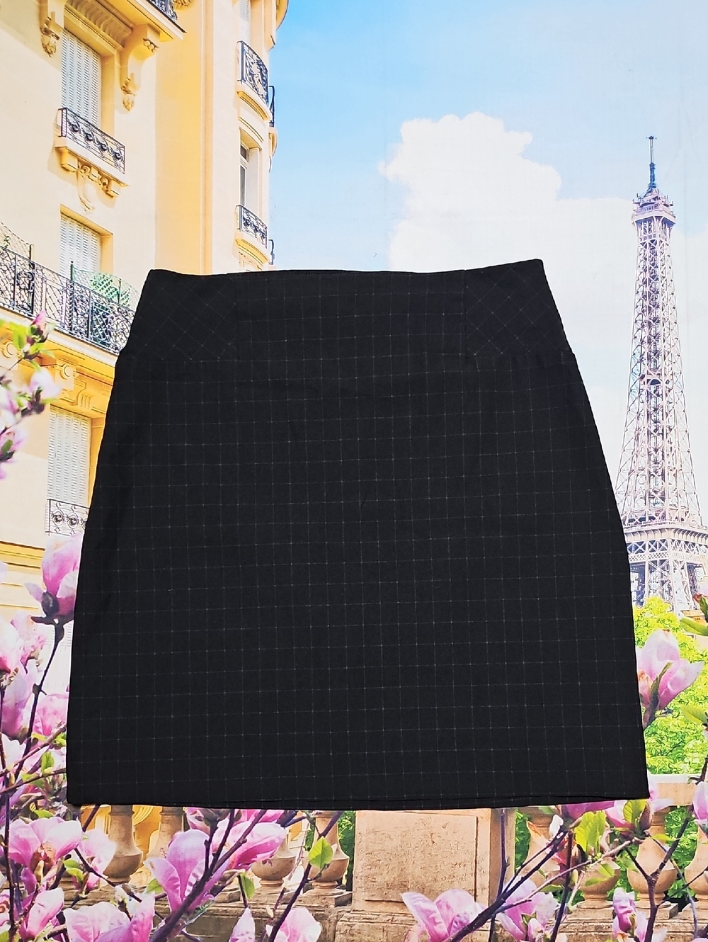 Reitmans Black Windowpane Mini Pencil Skirt Size 6